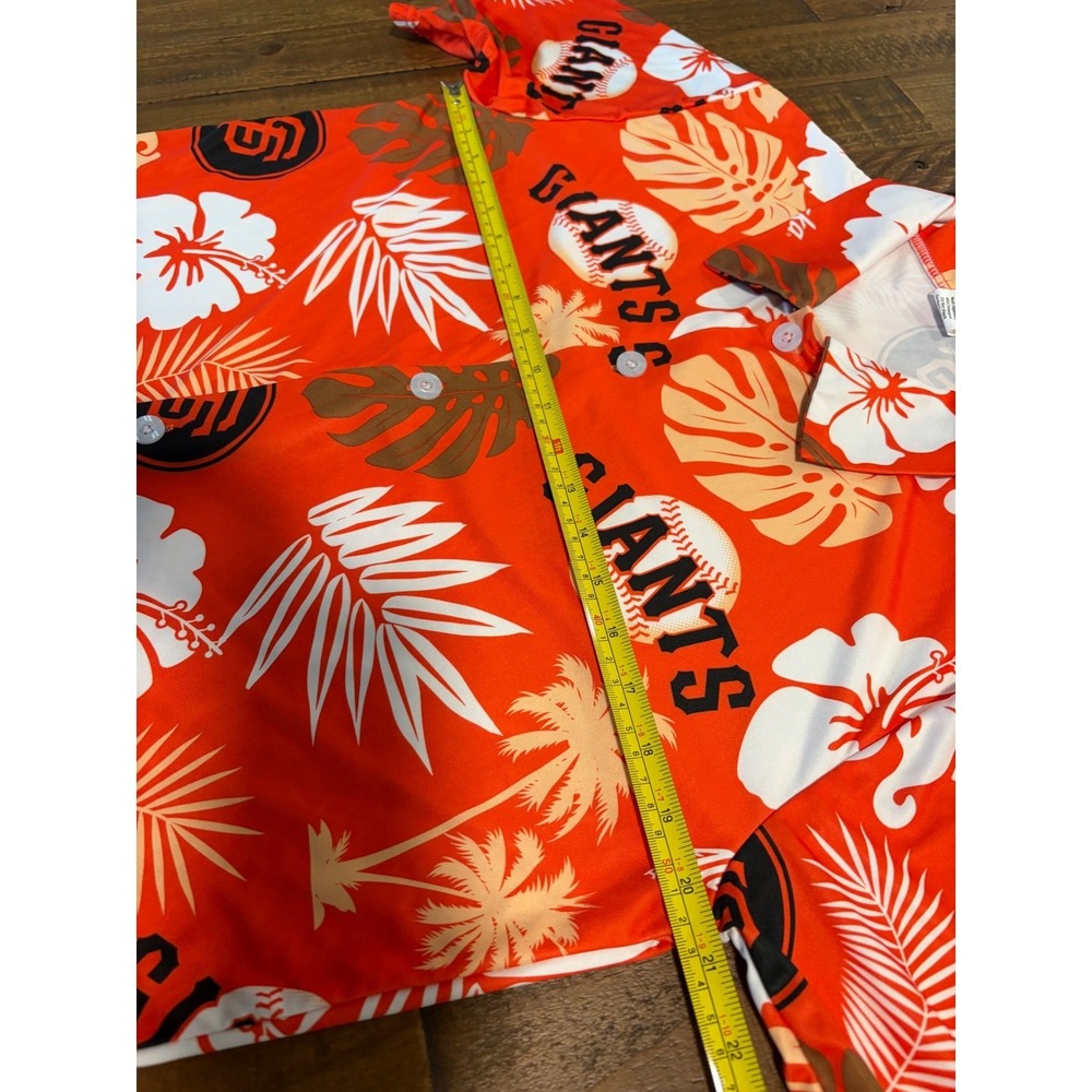 San Francisco Giants MLB Aloha Shirt Orange Tropical Floral Button Up Mens M - Picture 5 of 7